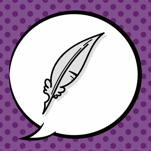 Quill caneta doodle, bolha de fala — Vetor de Stock