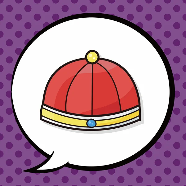 Chinese hat doodle, speech bubble — Stock Vector