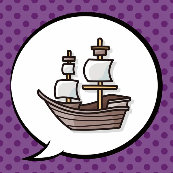 Πειρατικό πλοίο doodle, φούσκα ομιλία — Διανυσματικό Αρχείο