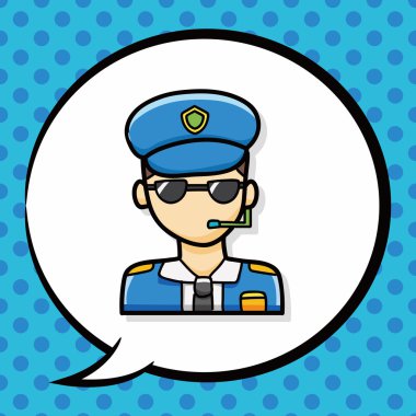 Polis memuru doodle, konuşma balonu