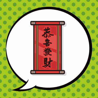 Chinese festival couplets doodle, speech bubble clipart