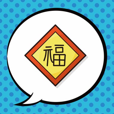 Çin festival couplets doodle, konuşma balonu