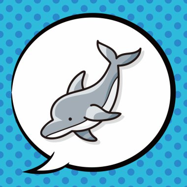 Deniz hayvan yunus doodle, konuşma balonu
