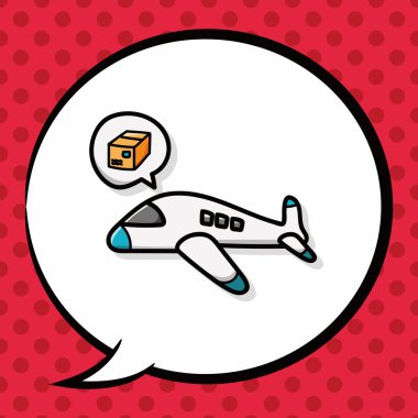 uçak kargo doodle, konuşma balonu