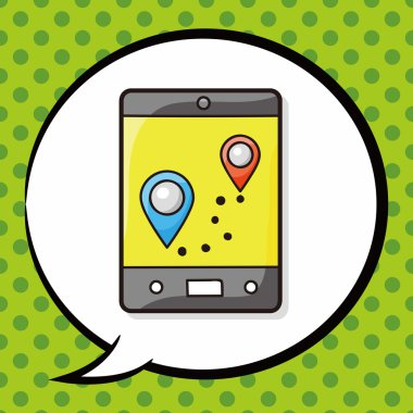 cep telefonu harita doodle, konuşma balonu
