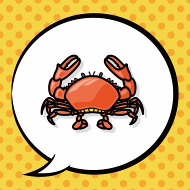 Deniz hayvan Yengeç doodle, konuşma balonu