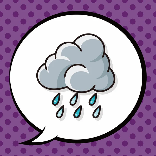 Esős felhő doodle, beszéd buborék — Stock Vector