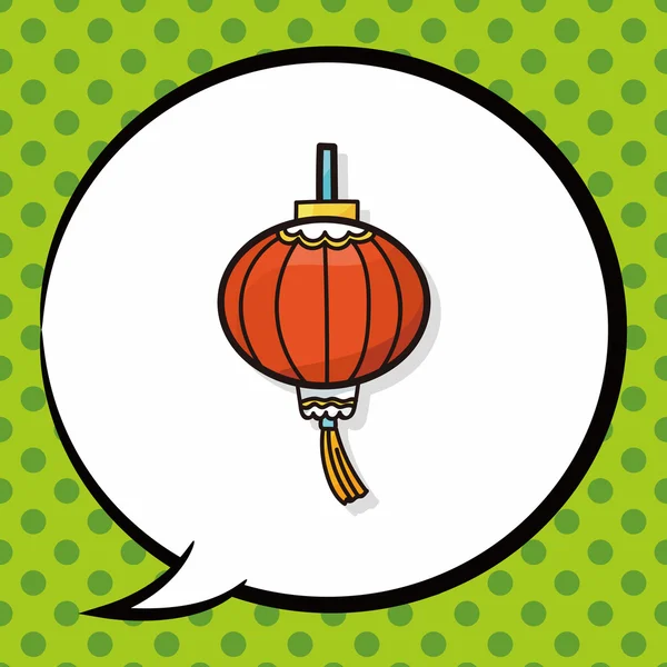 Lanterne décorative Nouvel An chinois doodle, bulle de discours — Image vectorielle