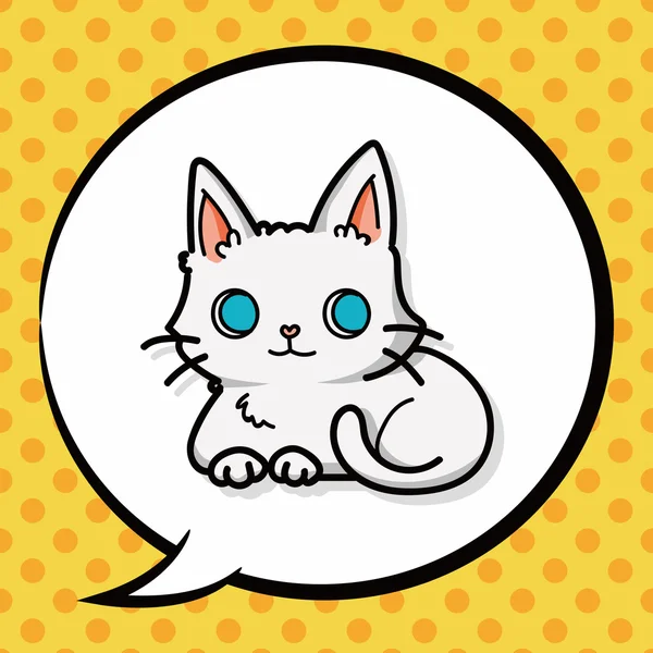 Doodle gato, bolha de fala —  Vetores de Stock