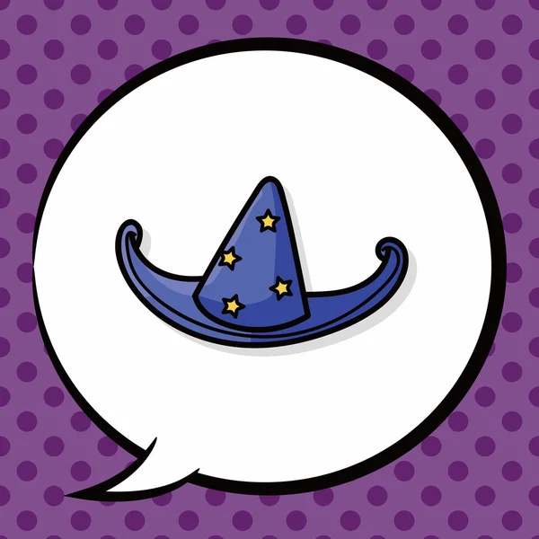 Cadının şapka doodle, konuşma balonu — Stok Vektör