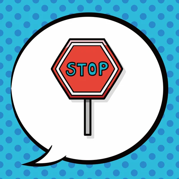 Stop sign barreiras de segurança doodle, bolha de fala — Vetor de Stock