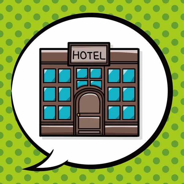 Hotel doodle, speech bubble — Stock Vector