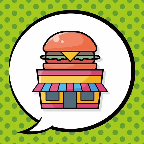 Hamburger store doodle, pratbubbla — Stock vektor