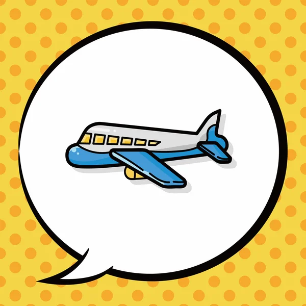 Doodle avião, bolha de fala —  Vetores de Stock