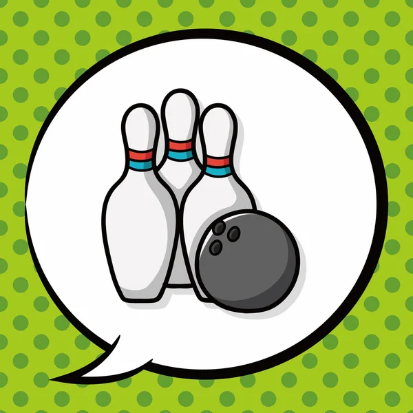 Bowling doodle, bolla vocale — Vettoriale Stock