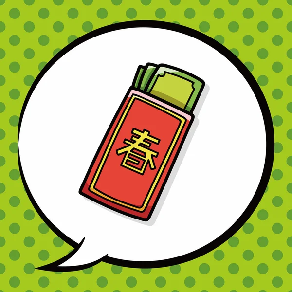 Κινέζικη Πρωτοχρονιά κόκκινη καμπύλη doodle, φούσκα ομιλία — Διανυσματικό Αρχείο