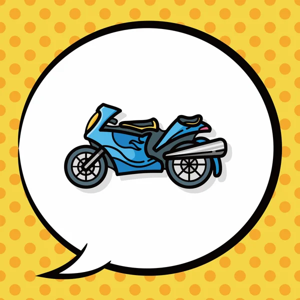 Doodle motocicleta, bolha de fala —  Vetores de Stock