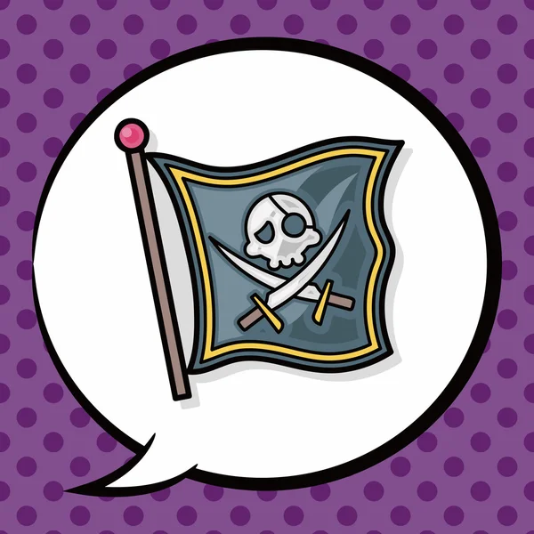 Піратський прапор каракулі, мовна бульбашка — стоковий вектор