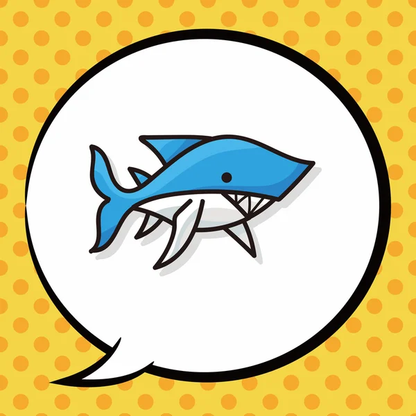 海洋动物鲨鱼涂鸦，讲话泡泡 — 图库矢量图片