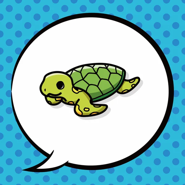 Animal de mer tortue gribouille, bulle de parole — Image vectorielle