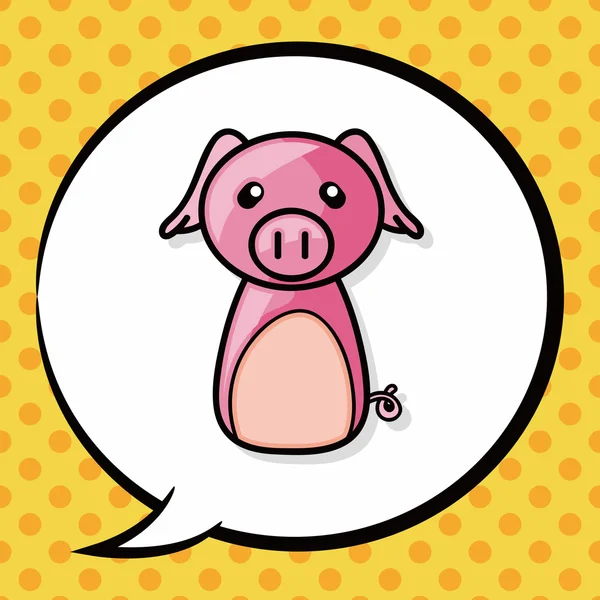 Çince Zodyak domuz doodle, konuşma balonu — Stok Vektör