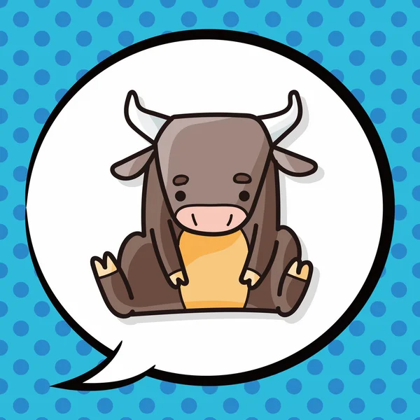 Chinese Zodiac ox doodle, speech bubble — Stock Vector