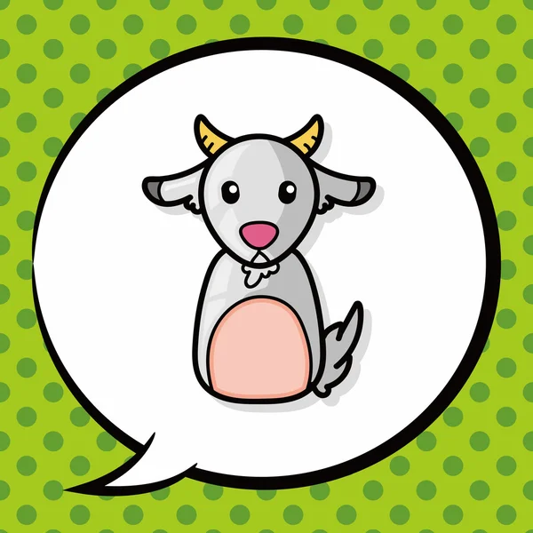 Chinese Zodiac goat doodle, speech bubble — Stock Vector