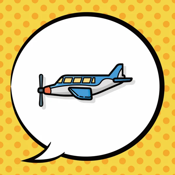 Flugzeug-Doodle, Sprechblase — Stockvektor