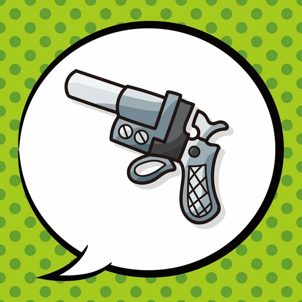 Gun doodle, speech bubble — Stock Vector