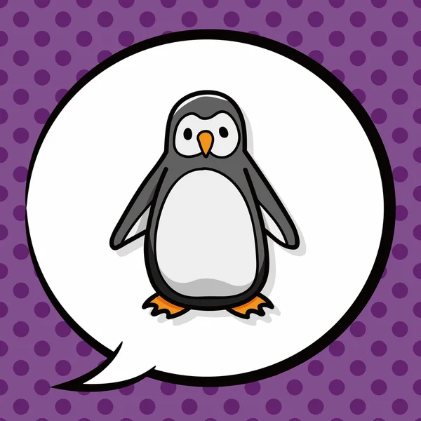 Zvířecí tučňák čmáranice, bublinu — Stockový vektor