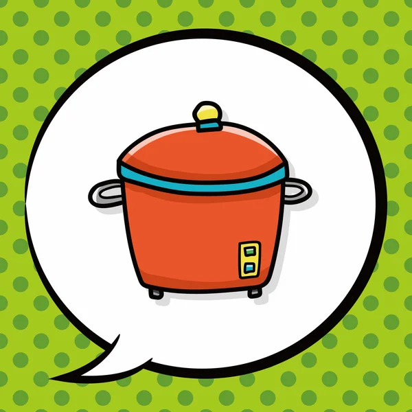 Olla de arroz garabato, burbuja del habla — Vector de stock