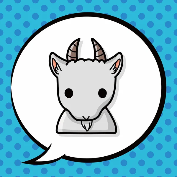 Zodiaque chinois chèvre gribouille, bulle de la parole — Image vectorielle