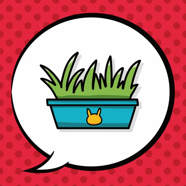 Γάτα χόρτο doodle, φούσκα ομιλία — Διανυσματικό Αρχείο