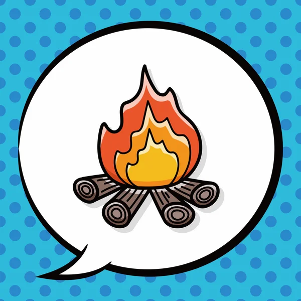 Camp fire doodle, speech bubble Stok Vektor Bebas Royalti