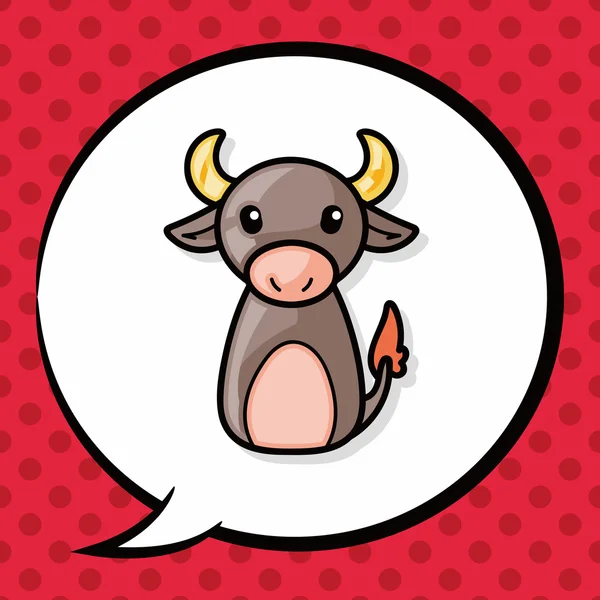 Chinese Zodiac ox doodle, speech bubble — Stock Vector