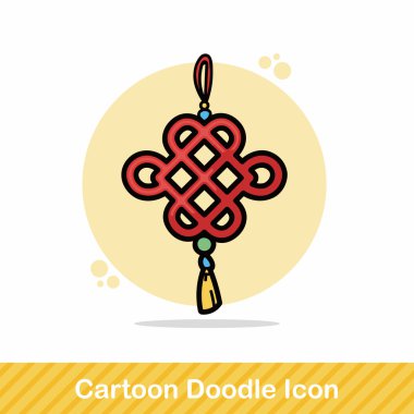 Çin yeni yıl antik sikke şanslı kolye doodle vektör çizim