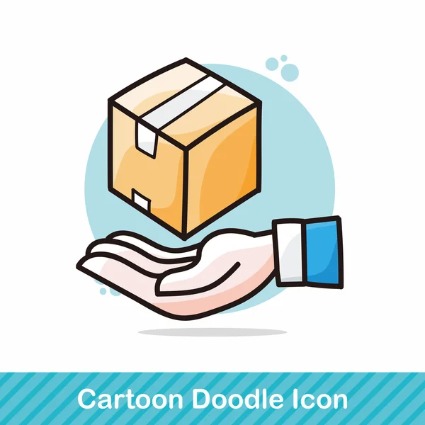 Ilustração do vetor do doodle da caixa dos bens — Vetor de Stock