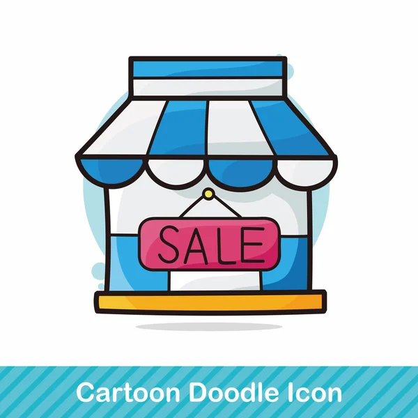 Tienda casa doodle vector ilustración — Vector de stock