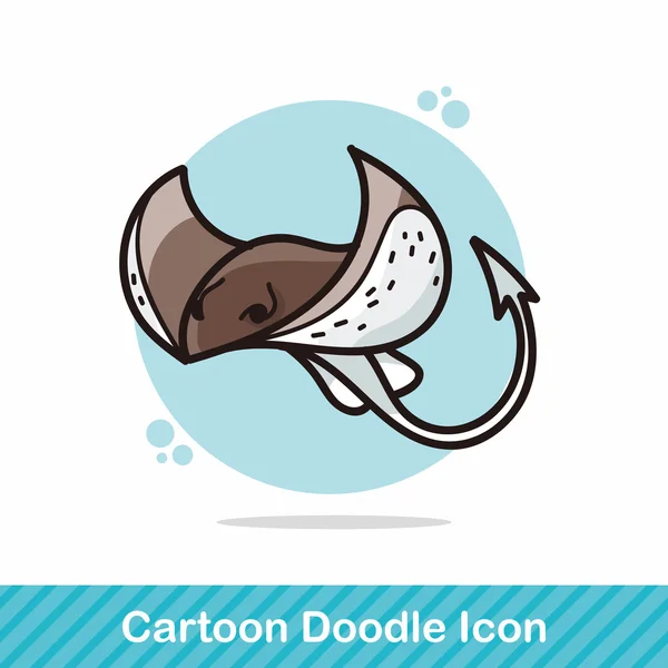 Sea animal Stingray doodle vector illustration — Stock Vector