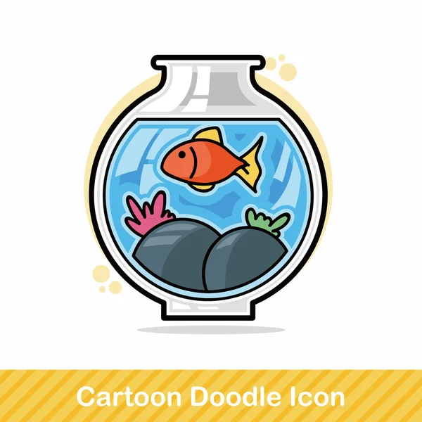 Tazón de pescado garabato vector ilustración — Vector de stock