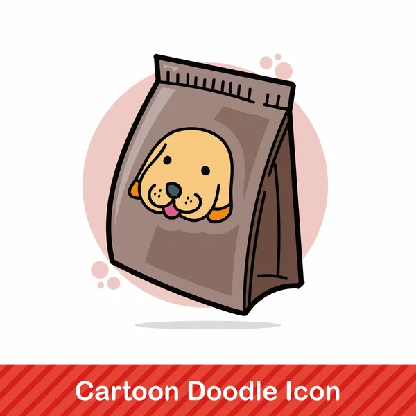 Perro alimentación doodle vector ilustración — Vector de stock