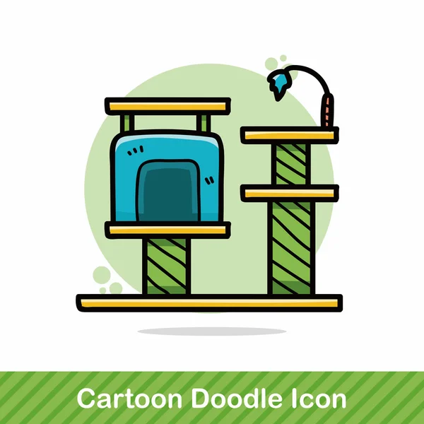 Kat boom doodle vectorillustratie — Stockvector