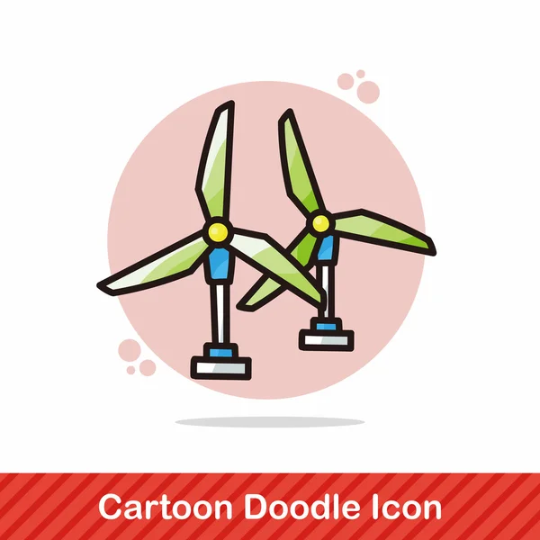 Ilustracji wektorowych doodle elektrowni wiatrowych — Wektor stockowy