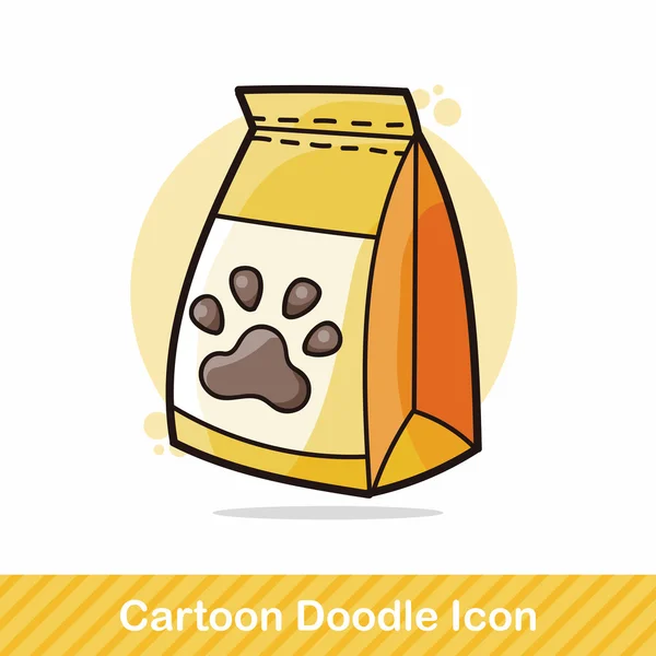 Perro alimentación doodle vector ilustración — Vector de stock
