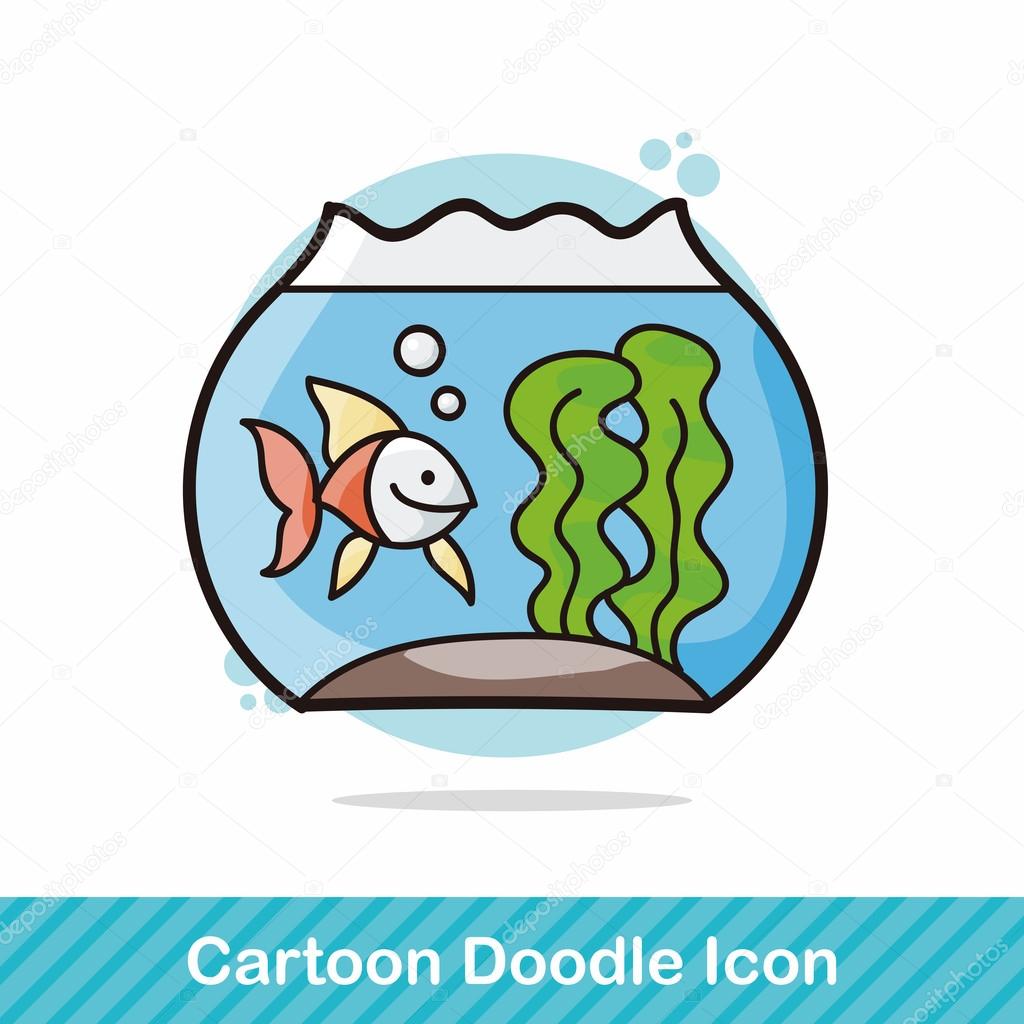 fish bowl doodle vector illustration
