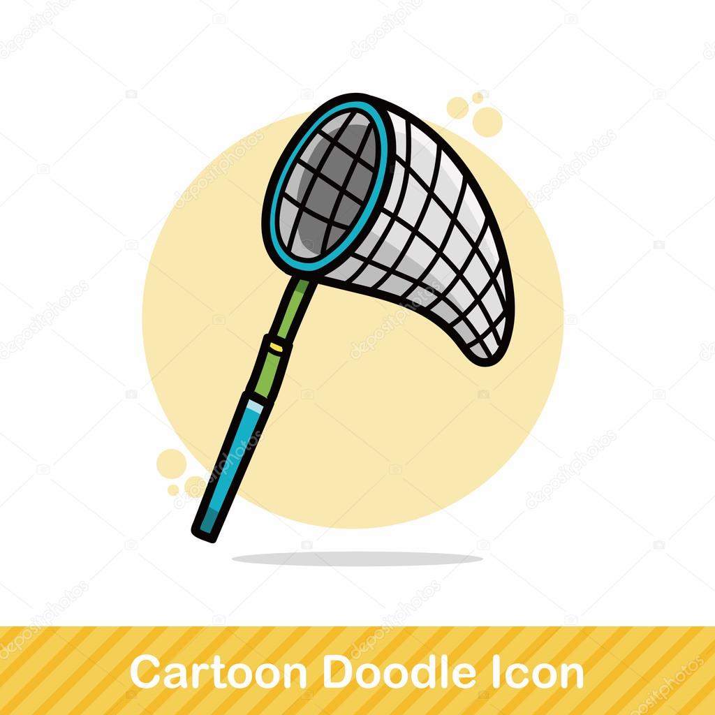 Fishing net doodle vector illustration