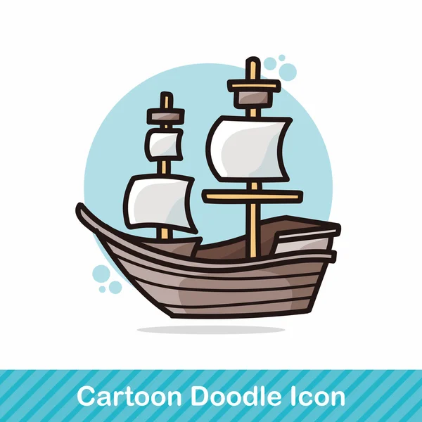 Pirate Ship doodle vector illustration — Stock Vector