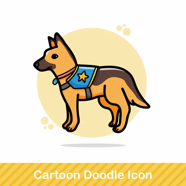 Rendőrségi kutya doodle vektoros illusztráció — Stock Vector