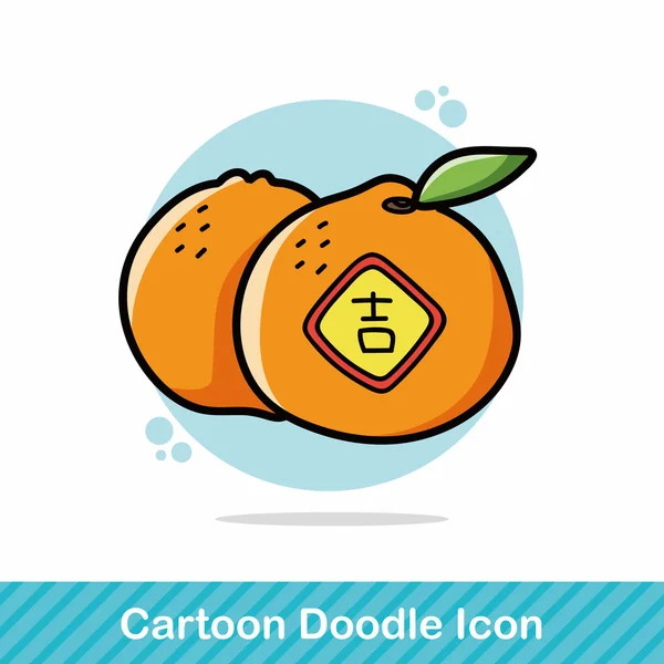 Año Nuevo chino Mandarín naranjas doodle vector ilustración — Vector de stock