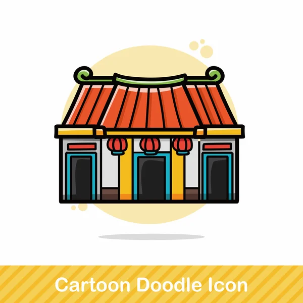 Capodanno cinese tradizionale tempio doodle vettoriale illustrazione — Vettoriale Stock